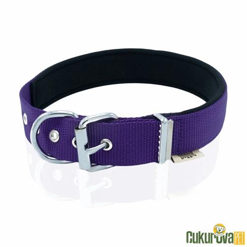 DOGGIE KONFORLU DOKUMADAN EL YAPIMI KÖPEK BOYUN TASMASI S - 3 x 47 - 55 CM - MOR