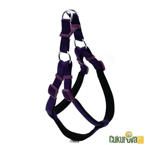 DOGGIE KONFORLU DOKUMADAN EL YAPIMI RONIN MODEL KÖPEK GÖĞÜS TASMASI L - 2 x 55 - 65 CM - MOR