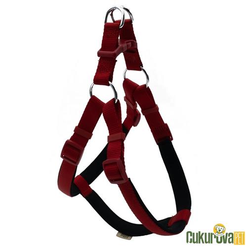 DOGGIE KONFORLU DOKUMADAN EL YAPIMI RONIN MODEL KÖPEK GÖĞÜS TASMASI L - 2 x 55 - 65 CM - KIRMIZI