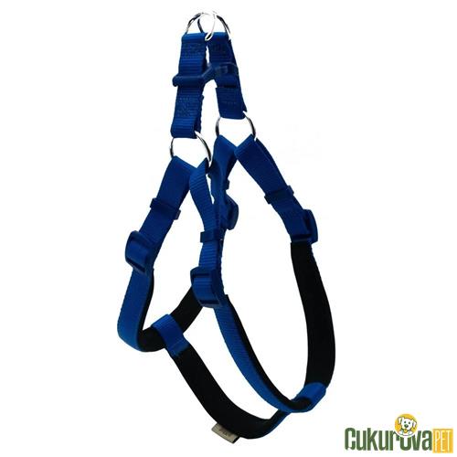 DOGGIE KONFORLU DOKUMADAN EL YAPIMI RONIN MODEL KÖPEK GÖĞÜS TASMASI L - 2 x 55 - 65 CM - ROYAL MAVİ