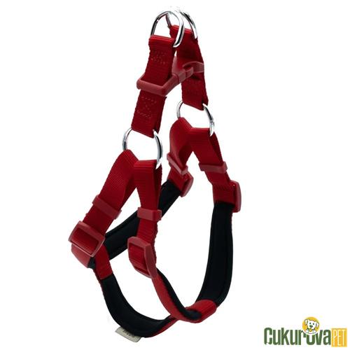 DOGGIE KONFORLU DOKUMADAN EL YAPIMI RONIN MODEL KÖPEK GÖĞÜS TASMASI M - 2 x 45 - 55 CM - KIRMIZI