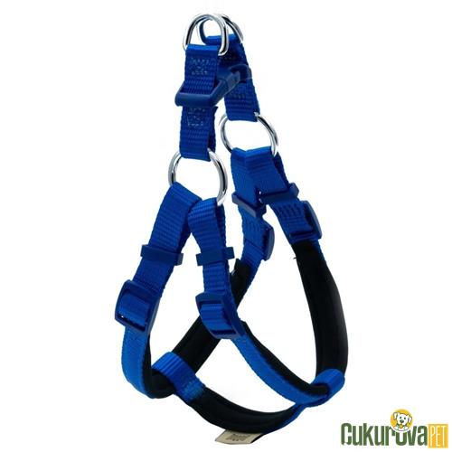 DOGGIE KONFORLU DOKUMADAN EL YAPIMI RONIN MODEL KÖPEK GÖĞÜS TASMASI S - 1.5 x 40 - 45 CM - ROYAL MAVİ