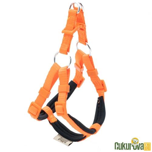 DOGGIE KONFORLU DOKUMADAN EL YAPIMI RONIN MODEL KÖPEK GÖĞÜS TASMASI XS - 1.5 x 35 - 45 CM - TURUNCU