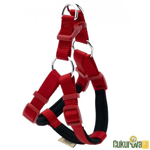DOGGIE KONFORLU DOKUMADAN EL YAPIMI RONIN MODEL KÖPEK GÖĞÜS TASMASI XS - 1.5 x 35 - 45 CM - KIRMIZI