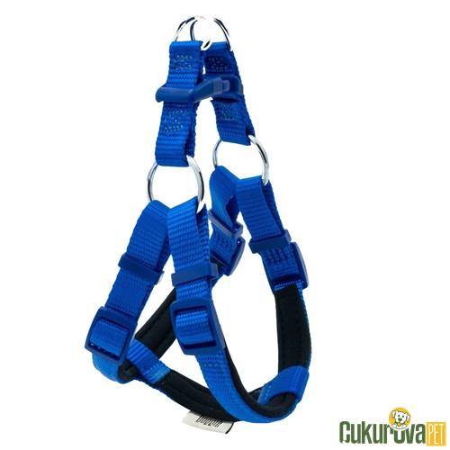 DOGGIE KONFORLU DOKUMADAN EL YAPIMI RONIN MODEL KÖPEK GÖĞÜS TASMASI XS - 1.5 x 35 - 45 CM - ROYAL MAVİ