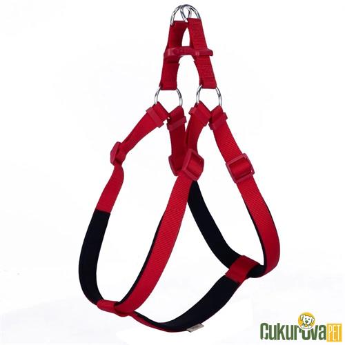 DOGGIE KONFORLU DOKUMADAN EL YAPIMI RONIN MODEL KÖPEK GÖĞÜS TASMASI XXL - 3 x 70 - 80 CM - KIRMIZI