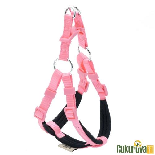 DOGGIE KONFORLU DOKUMADAN EL YAPIMI RONIN MODEL KÖPEK GÖĞÜS TASMASI XXS - 1 x 30 - 35 CM - PEMBE