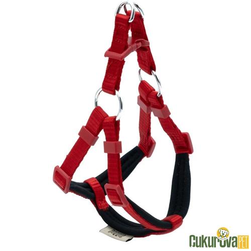 DOGGIE KONFORLU DOKUMADAN EL YAPIMI RONIN MODEL KÖPEK GÖĞÜS TASMASI XXS - 1 x 30 - 35 CM - KIRMIZI