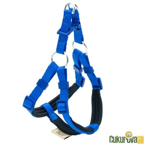 DOGGIE KONFORLU DOKUMADAN EL YAPIMI RONIN MODEL KÖPEK GÖĞÜS TASMASI XXS - 1 x 30 - 35 CM - ROYAL MAVİ