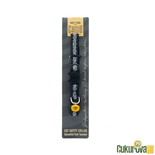 CATTIE ÖZEL DESENLİ DOKUMADAN EL YAPIMI KEDİ BOYUN TASMASI XS - 1 MM x 15 - 25 CM - SİYAH