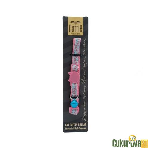 CATTIE ÖZEL DESENLİ DOKUMADAN EL YAPIMI KEDİ BOYUN TASMASI XS - 1 MM x 15 - 25 CM - PEMBE