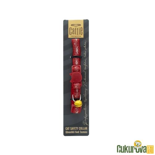 CATTIE ÖZEL DESENLİ DOKUMADAN EL YAPIMI KEDİ BOYUN TASMASI XS - 1 MM x 15 - 25 CM - KIRMIZI 