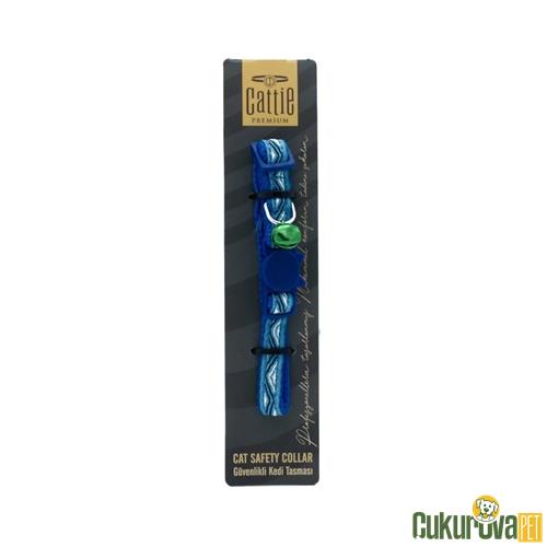 CATTIE ÖZEL DESENLİ DOKUMADAN EL YAPIMI KEDİ BOYUN TASMASI XS - 1 MM x 15 - 25 CM - ROYAL MAVİ
