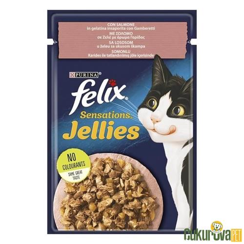 FELIX POUCH JÖLE İÇİNDE SOMONLU VE KARİDESLİ YETİŞKİN KEDİ KONSERVESİ 85 GR
