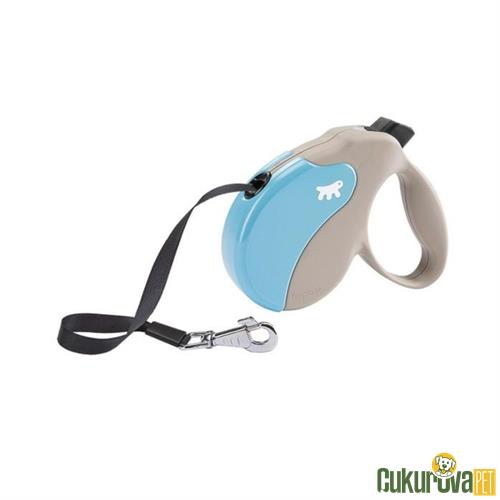 FERPLAST AMIGO OTOMATİK ŞERİT TASMA MAVİ GRİ - L - 50 KG - 5 M 