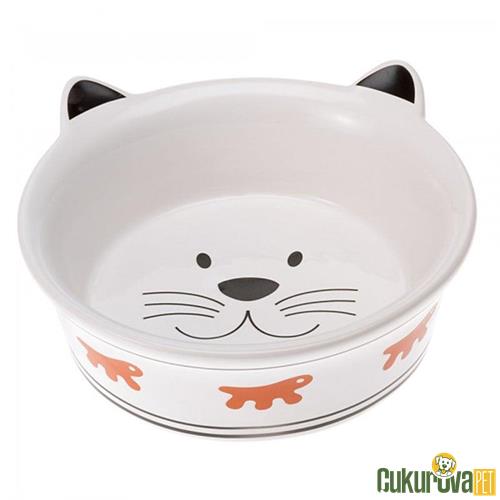 FERPLAST VENERE KEDİ DESENLİ SERAMİK KEDİ MAMA VE SU KABI 500 ML