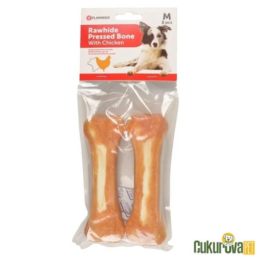 FLAMINGO TAVUK ETİ KAPLI KEMİK KÖPEK ÖDÜLÜ 2'Lİ  - 15 CM