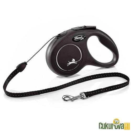 FLEXI NEW CLASSIC OTOMATİK İP KÖPEK GEZDİRME KAYIŞI 5 M - S - SİYAH 