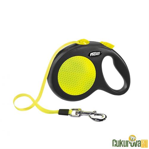 FLEXI NEW NEON 5 M OTOMATİK ŞERİT KÖPEK GEZDİRME KAYIŞI L SARI