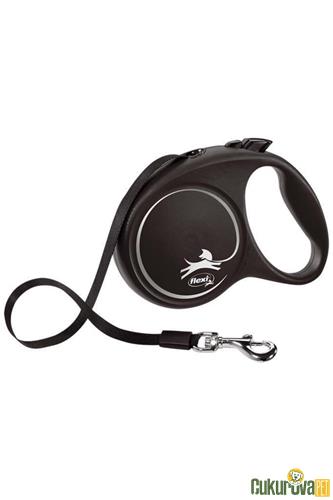 FLEXI BLACK DESING 5 M OTOMATİK ŞERİT KÖPEK GEZDİRME KAYIŞI S SİYAH