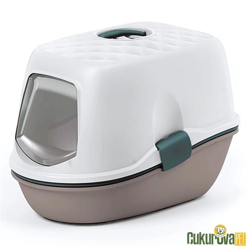 STEFANPLAST FURBA TOP CHIC KAPALI ELEKLİ KEDİ TUVALETİ - BEYAZ / PEMBE
