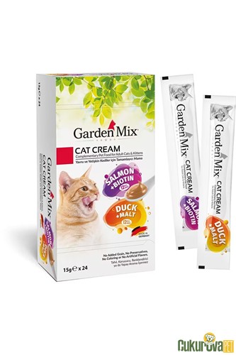 GARDENMIX SOMONLU VE ÖRDEKLİ KREMA KEDİ ÖDÜL MAMASI 24 x 15 GR  