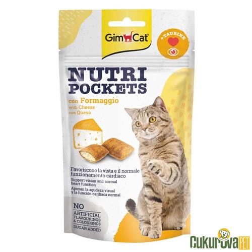 GIMCAT NUTRI POCKETS KEDİ ÖDÜLÜ PEYNİR & TAURIN 60 GR