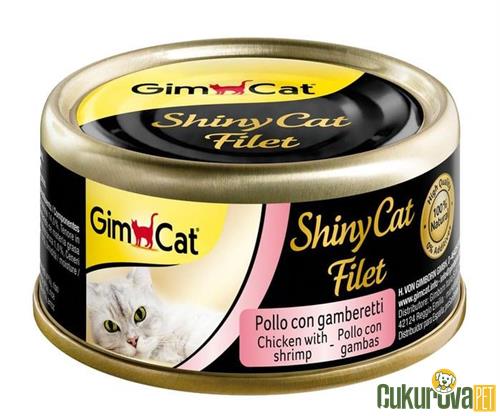 GIMCAT SHINYCAT KIYILMIŞ TAVUKLU VE KARİDESLİ KEDİ KONSERVESİ 70 GR