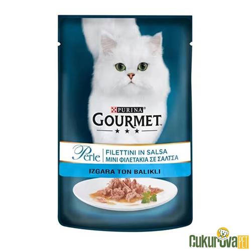 GOURMET PERLE PARÇA ETLİ IZGARA TON BALIKLI YETİŞKİN KEDİ KONSERVESİ 85 GR