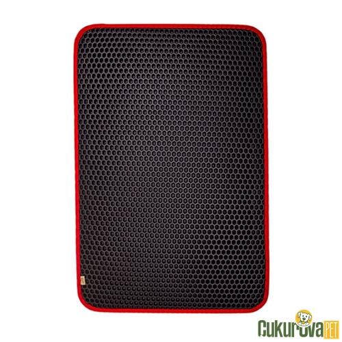 CATTIE KUM TOPLAYICI FONKSİYONEL KEDİ PASPASI ALTIGEN MODEL M - 37 x 50 CM Red