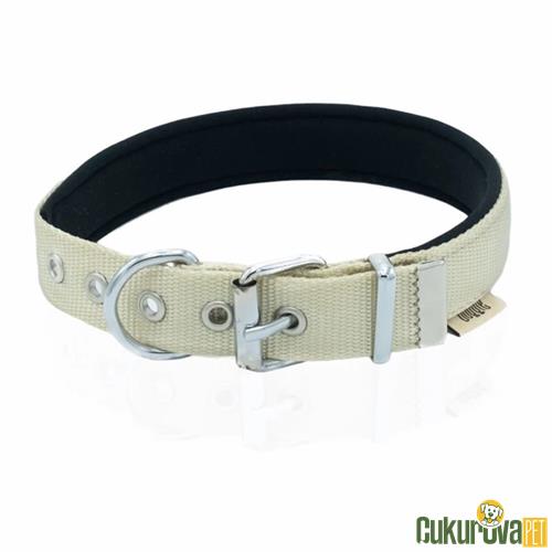 DOGGIE KONFORLU DOKUMADAN EL YAPIMI KÖPEK BOYUN TASMASI L - 2.5 x 42 - 50 CM - HAKİ