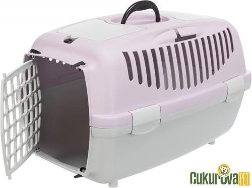 TRIXIE PLASTİK KEDİ VE KÖPEK TAŞIMA ÇANTASI 37 x 34 x 55 CM - AÇIK GRİ - AÇIK LİLA