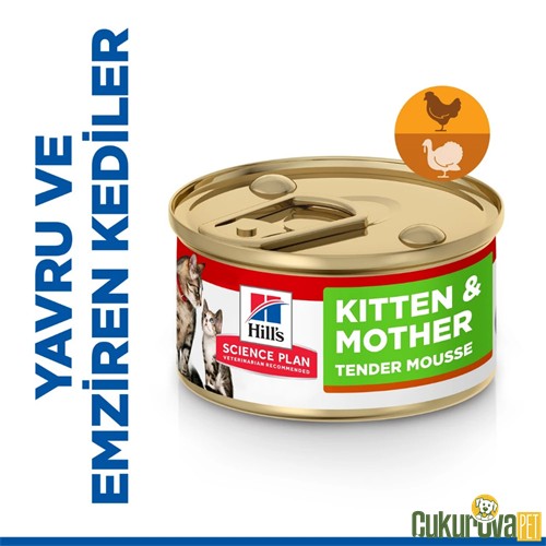HILL'S KITTEN & MOTHER TAVUKLU VE HİNDİLİ YAVRU KEDİ KONSERVESİ 85 GR