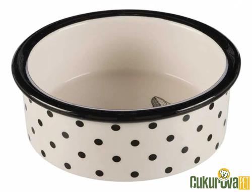 TRIXIE KEDİLER İÇİN DESENLİ SERAMİK MAMA VE SU KABI 12 CM - 300 ML - SİYAH BEYAZ