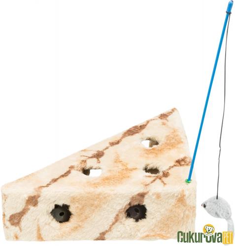 TRIXIE PELUŞ PEYNİR ŞEKLİNDE FARELİ VE TOPLU OLTA KEDİ OYUNCAĞI 8 x 26 x 36 CM