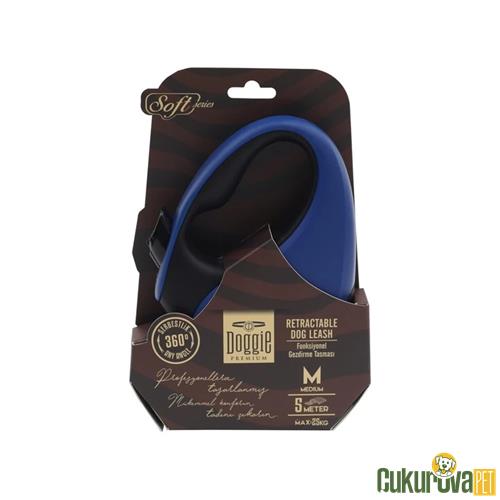 DOGGIE SOFT SERİSİ OTOMATİK UZATMA TASMASI M - 25 KG - 5 M - AÇIK MAVİ