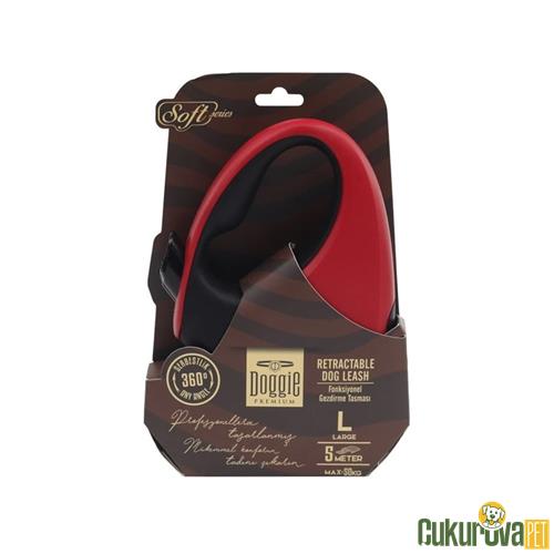 DOGGIE SOFT SERİSİ OTOMATİK UZATMA TASMASI L - 50 KG - 5 M - KIRMIZI