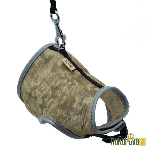 CATTIE HAVALI DOKUMADAN EL YAPIMI KEDİ GÖĞÜS & GEZDİRME TAKIMI M - 1 MM x 25 - 35 CM - KAMO