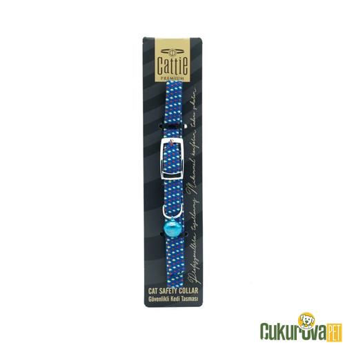 CATTIE ELASTİK DOKUMADAN EL YAPIMI KEDİ BOYUN TASMASI MAVİ S - 1 MM x 20 - 30 CM