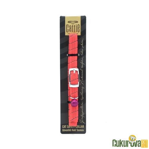 CATTIE ELASTİK DOKUMADAN EL YAPIMI KEDİ BOYUN TASMASI PEMBE M - 1 MM x 20 - 30 CM