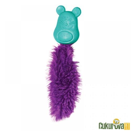 KONG KEDİOTLU VE TÜYLÜ SESLİ KAUÇUK KEDİ OYUNCAĞI 20 CM - KARIŞIK RENKLİ