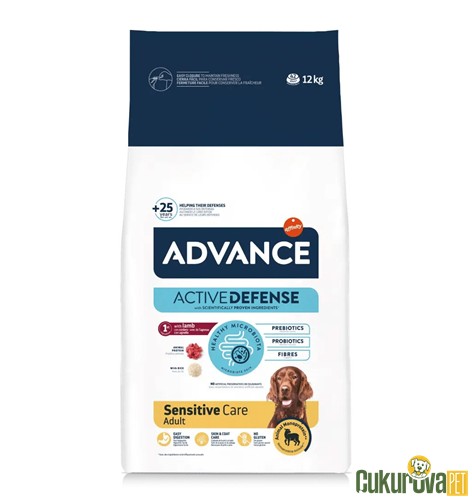 ADVANCE KUZU ETLİ VE PİRİNÇLİ HASSAS YETİŞKİN KÖPEK MAMASI 12 KG 