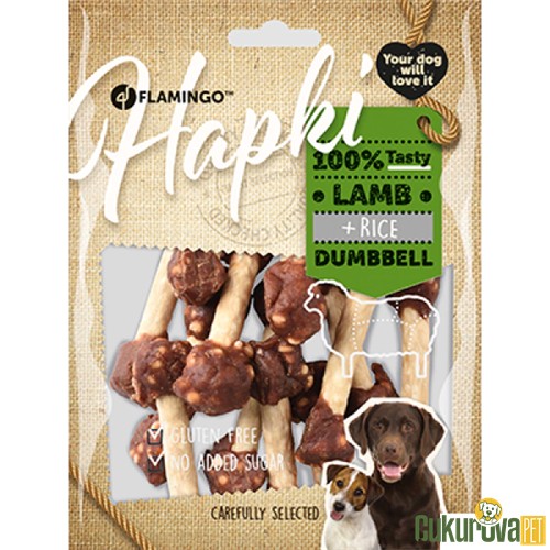 FLAMINGO HAPKI KUZULU VE PİRİNÇLİ DUMBELL KÖPEK ÖDÜL MAMASI 150 GR