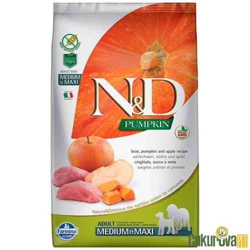 N & D PUMKING BALKABAKLI YABAN DOMUZLU TAHILSIZ MEDIUM MAXI YETİŞKİN KÖPEK MAMASI 12 KG