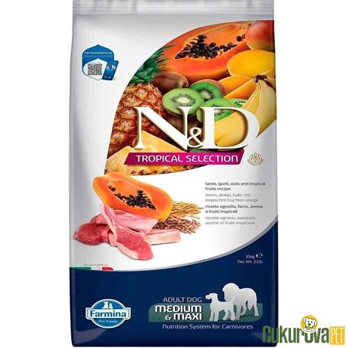 N&D TROPICAL SELECTION KUZU ETLİ VE TROPIKAL MEYVELİ ORTA VE BÜYÜK IRK YETİŞKİN KÖPEK MAMASI 10 KG