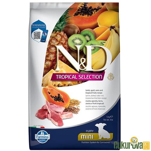 N & D TROPICAL SELECTION KUZU ETLİ VE TROPIKAL MEYVELİ MINI IRK YAVRU KÖPEK MAMASI 5 KG