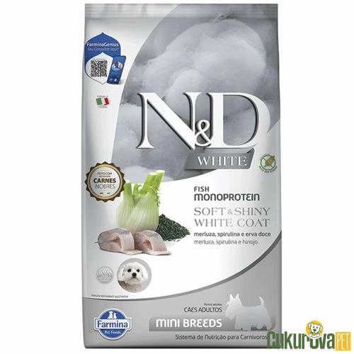 N&D WHITE LEVREK SPIRULINA VE REZENELİ KÜÇÜK IRK YETİŞKİN KÖPEK MAMASI 2 KG