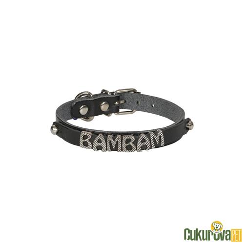 CATTIE GERÇEK DERİDEN EL YAPIMI İSİMLİKLİ KEDİ BOYUN TASMASI L - 1.2 MM x 25 - 29 CM - SİYAH