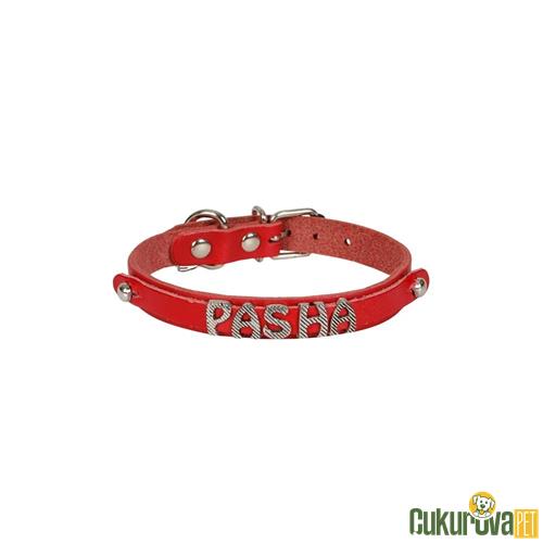 CATTIE GERÇEK DERİDEN EL YAPIMI İSİMLİKLİ KEDİ BOYUN TASMASI L - 1.2 MM x 25 - 29 CM - KIRMIZI