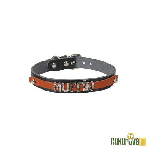 CATTIE GERÇEK DERİDEN EL YAPIMI İSİMLİKLİ KEDİ BOYUN TASMASI XL - 1.5 MM x 28 - 32 CM - SİYAH